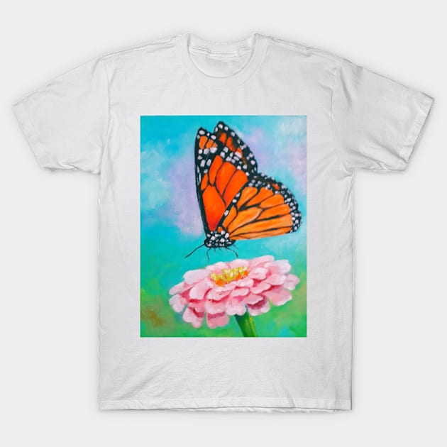 Vibrant orange butterfly on a flower T-Shirt by DesignsByFitne